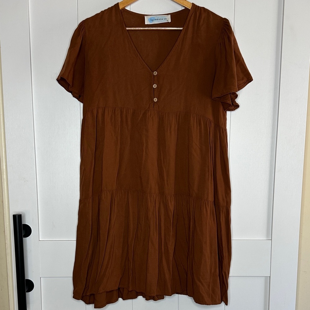 Big Water Blue Sky V-Neck Mini Buttondown Dress Size Small